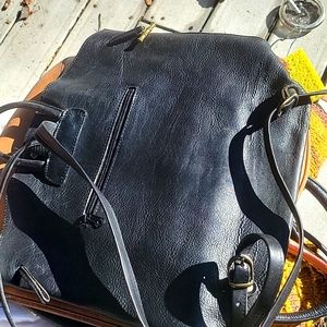 Black leather backpack